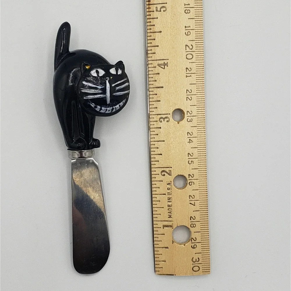 Retro Black Cat Cheese Spreader Halloween Cheshire‎